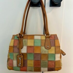 Fossil Patchwork Suede and Leather handbag